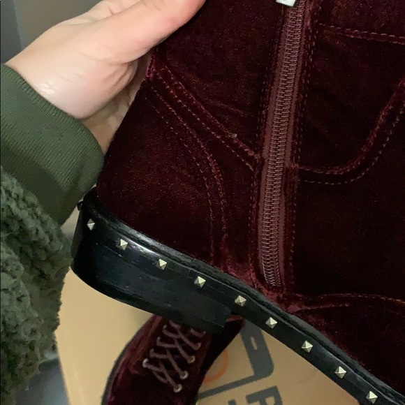 Brand new burgundy velvet combat style boot - Picture 8 of 8